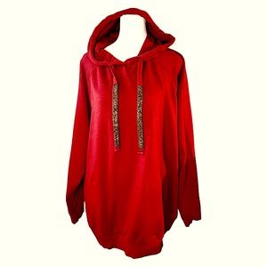 Torrid Hoodie Red Women's Plus Size with Bedazzled Drawcord- Ultra Soft
